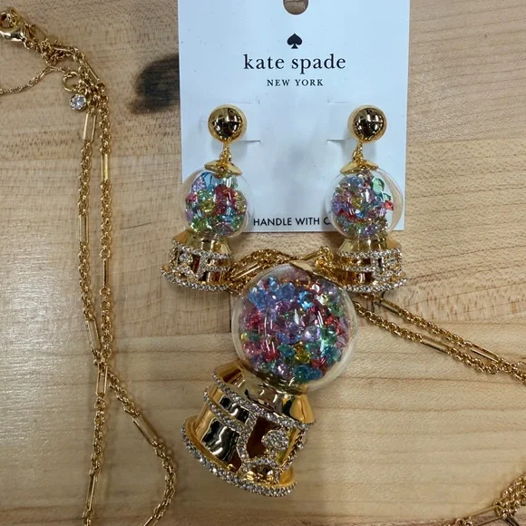Kate Spade Gold Necklace with Multicolor Crystal Globe - Picture 4 of 4
